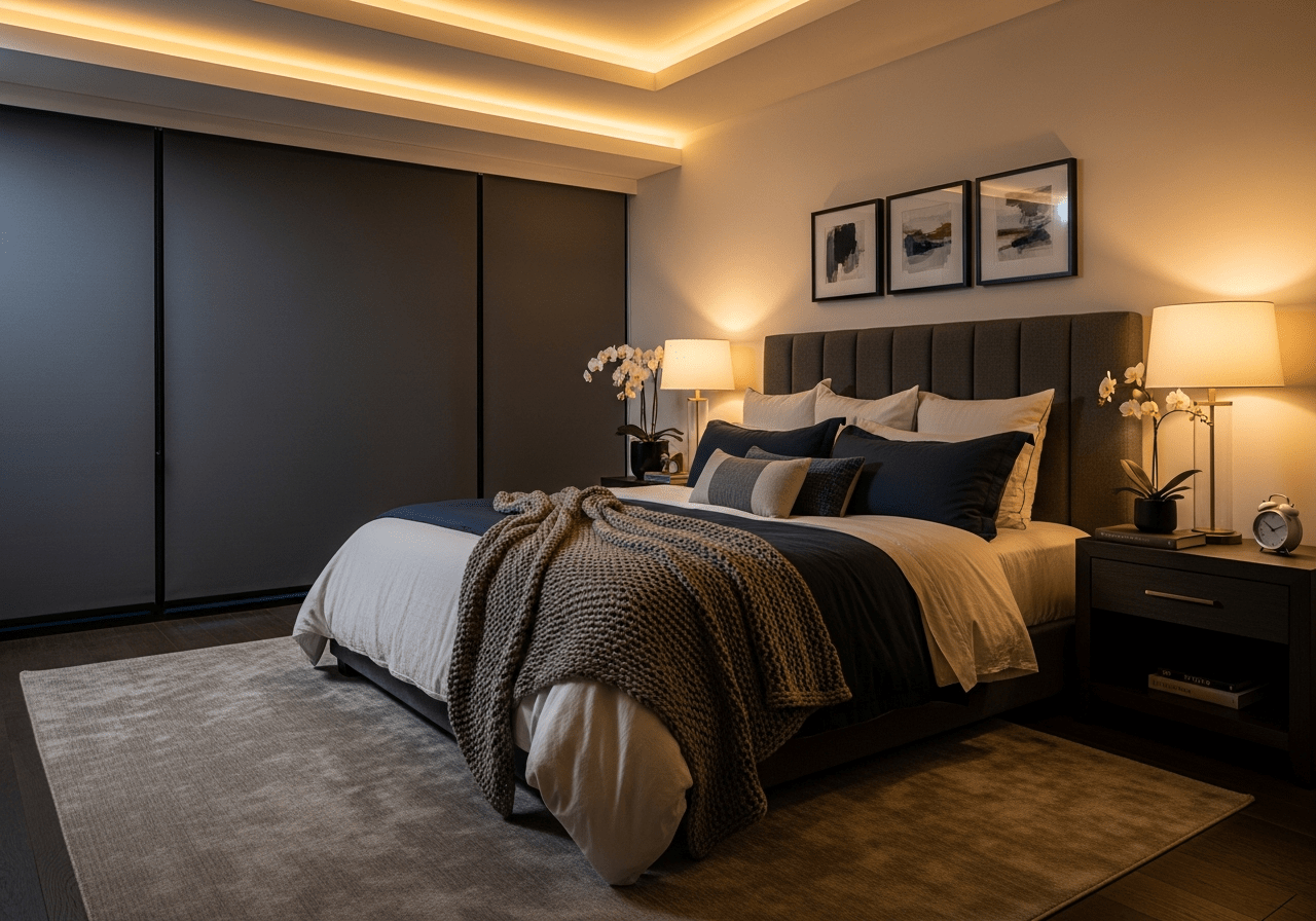 electric blinds los angeles blackout bedroom